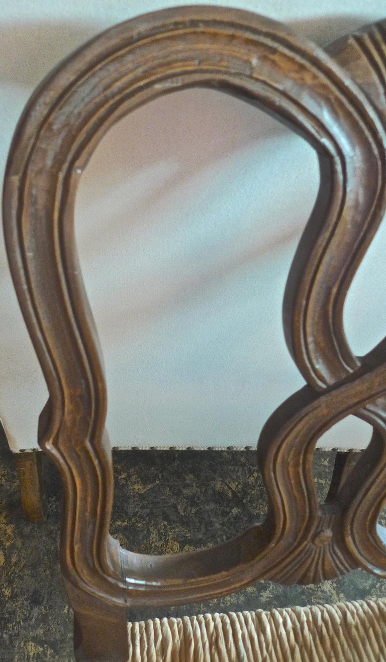 Reproduction French Louis XVI Style Hand Carved Dining Chair with Rush