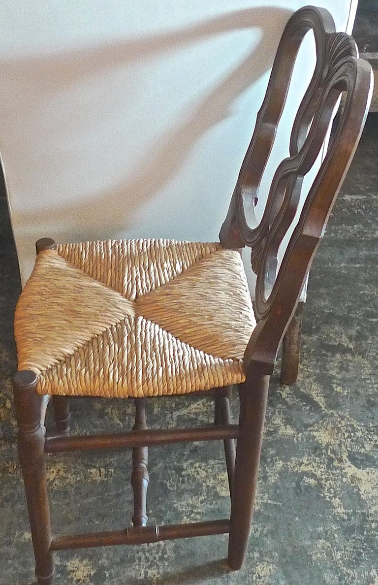 Reproduction French Louis XVI Style Hand Carved Dining Chair with Rush