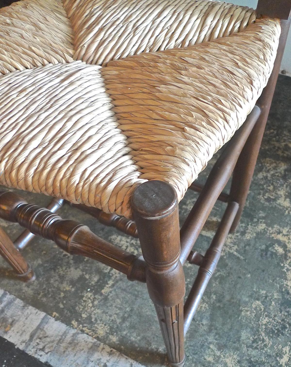 Reproduction French Louis XVI Style Hand Carved Dining Chair with Rush Seat In New Condition For Sale In Santa Monica, CA
