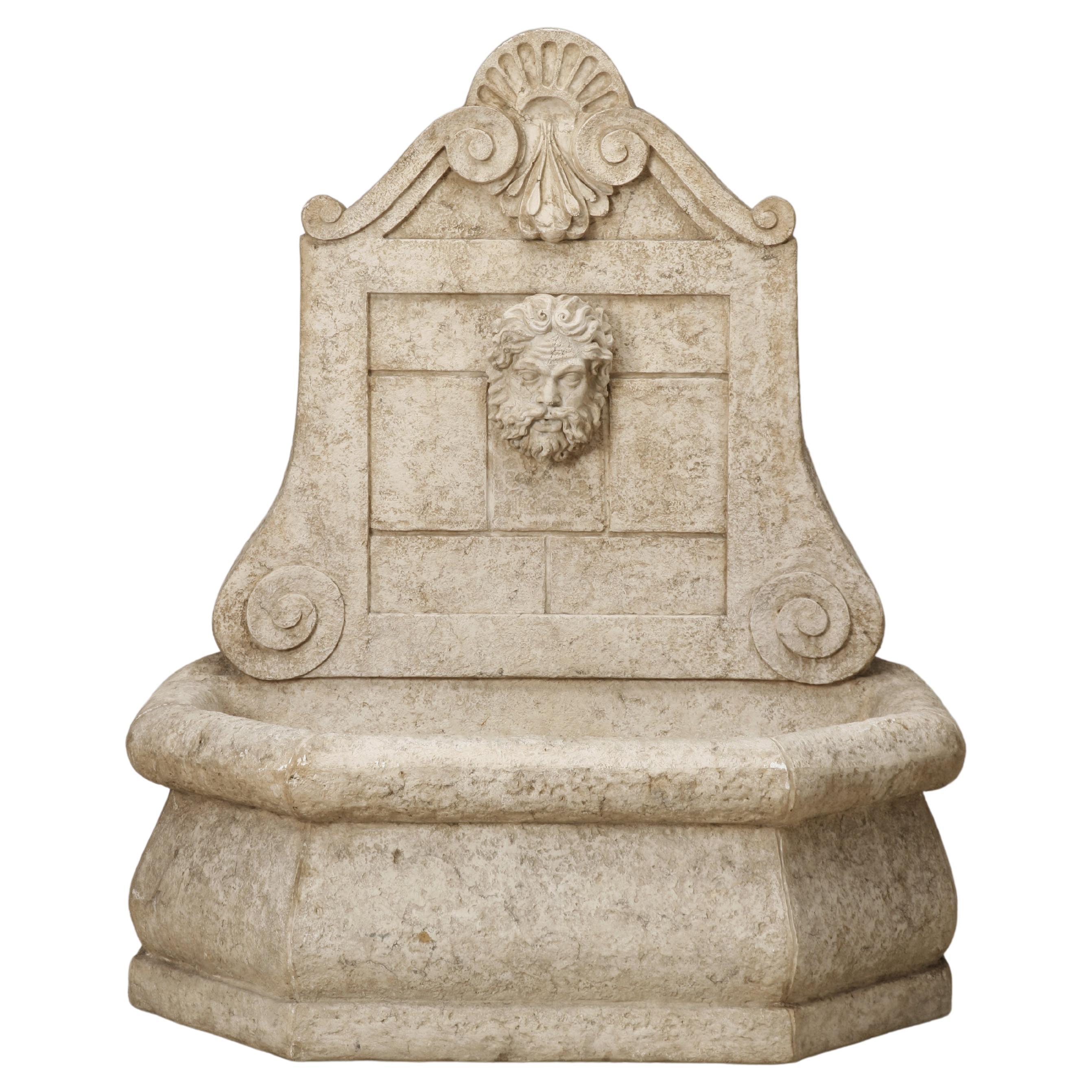 Reproduction French Style Faux Stone Fountain Made of Fiberglass For Sale