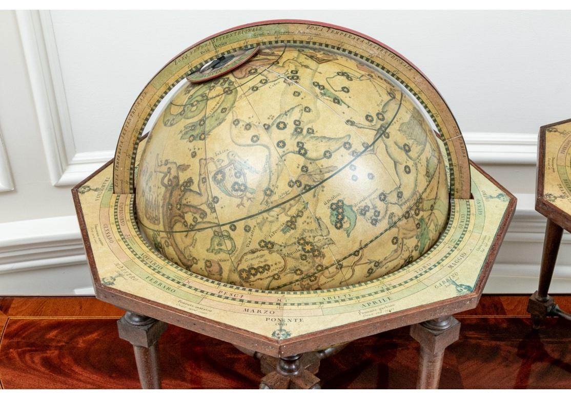 Renaissance Reproduction Giovanni Maria Cassini 1790 Terrestrial Globe And 1792 Celestial Gl For Sale