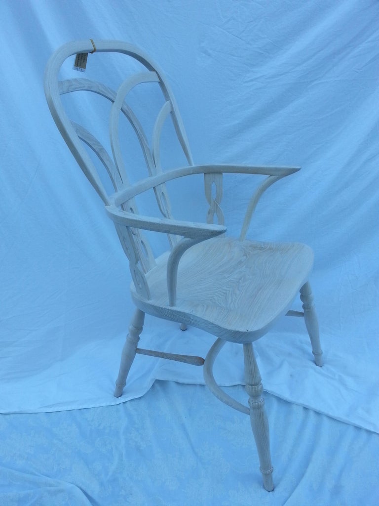 Reproduction Gothic Interlace Whitewash Chair with Arms For Sale at 1stDibs