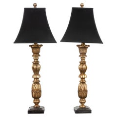 Used Reproduction Hand Carved Library Lamps