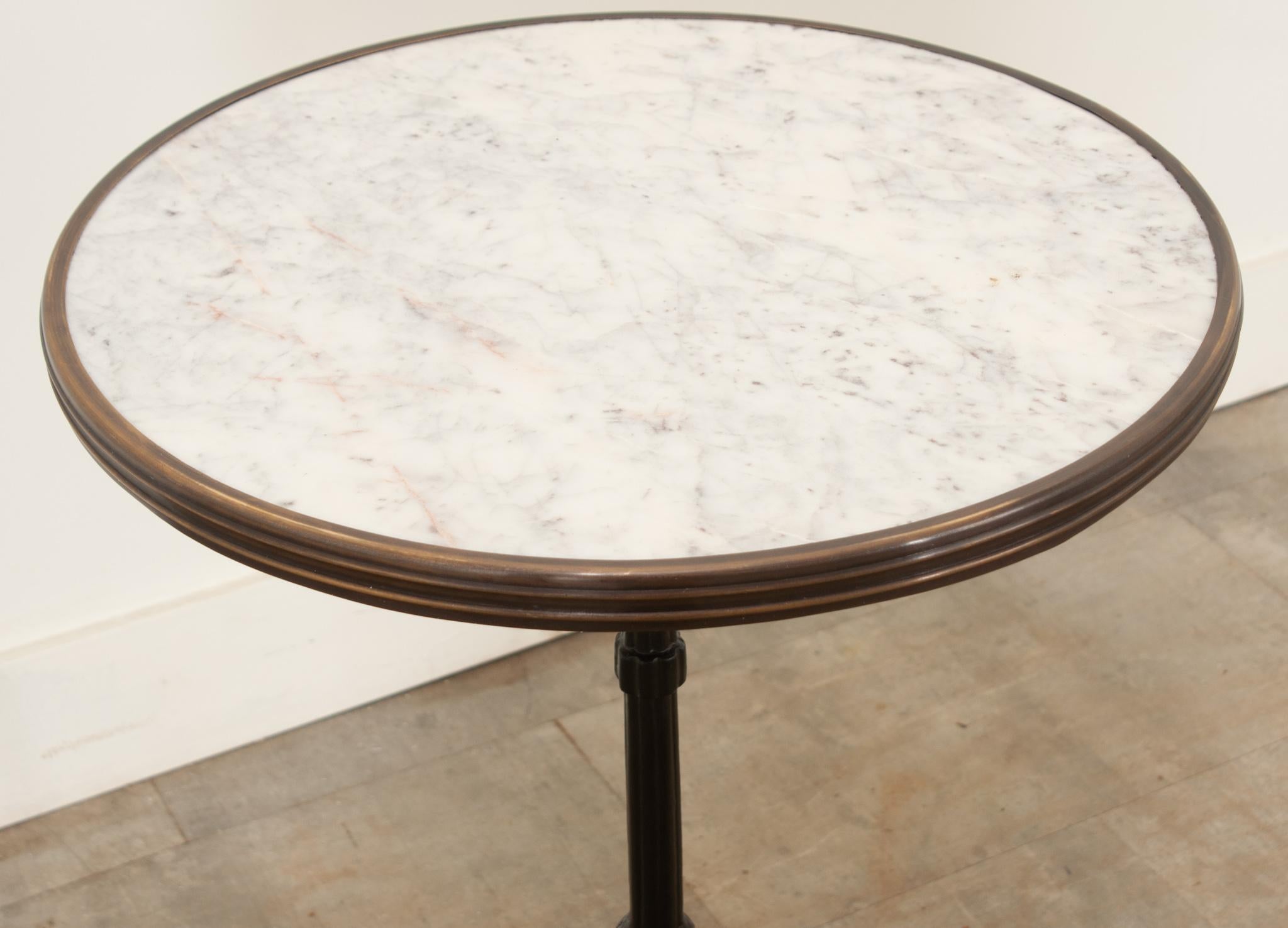 French Reproduction Iron and Marble Bistro Table