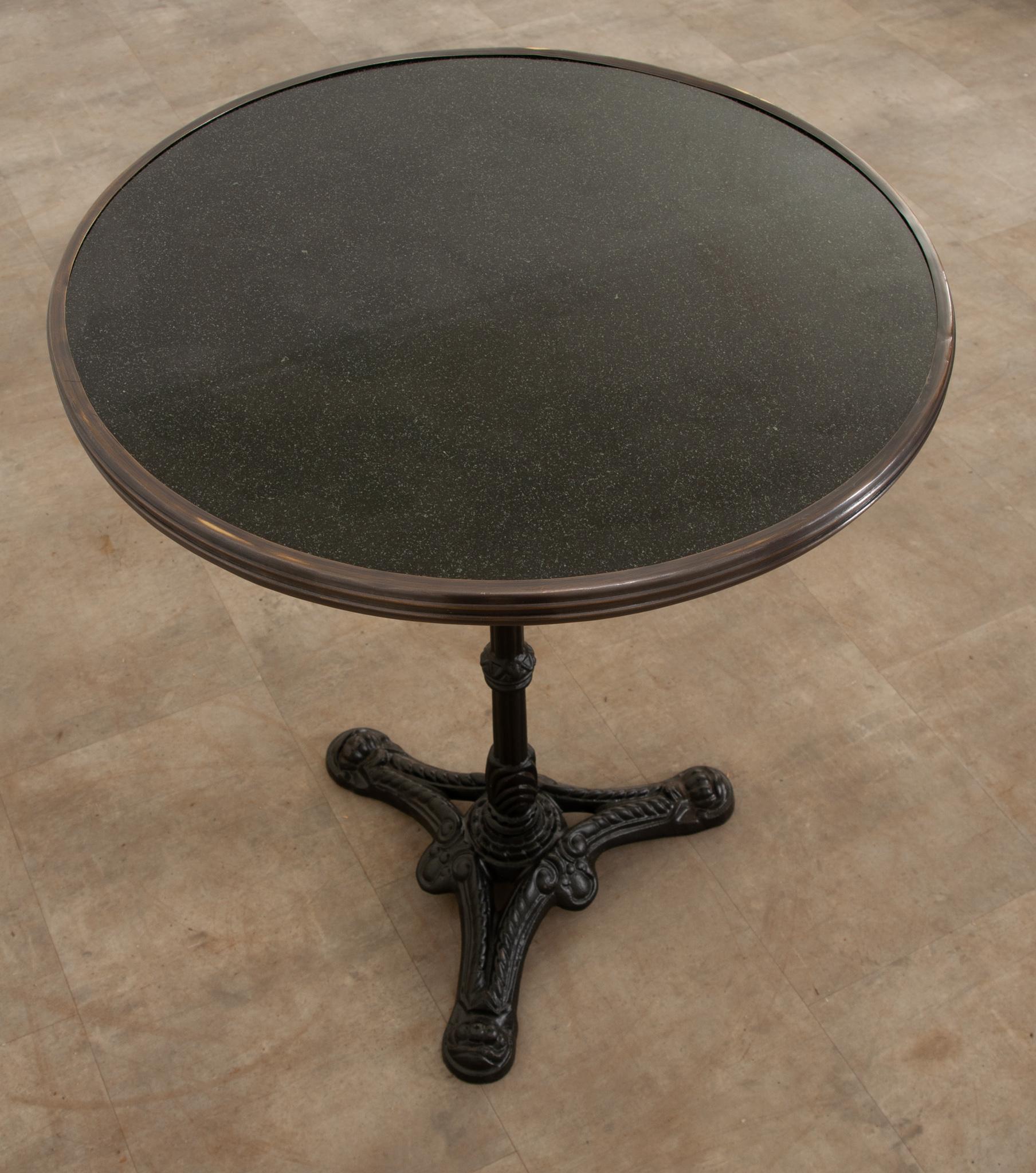 Machine-Made Reproduction Iron and Marble Bistro Table