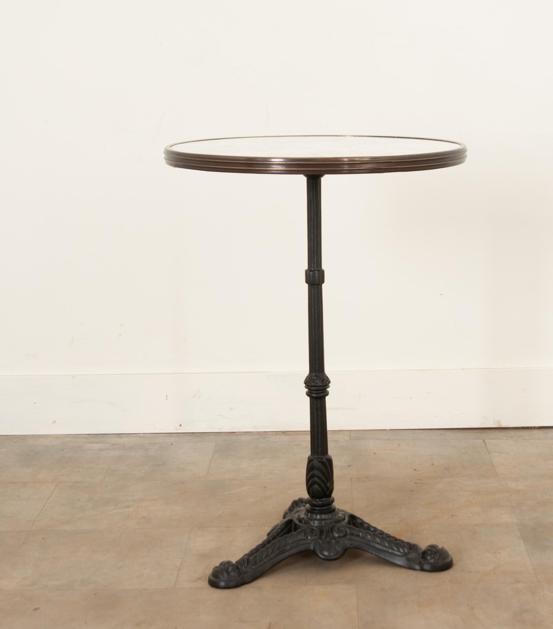Reproduction Iron and Marble Bistro Table In Good Condition In Baton Rouge, LA