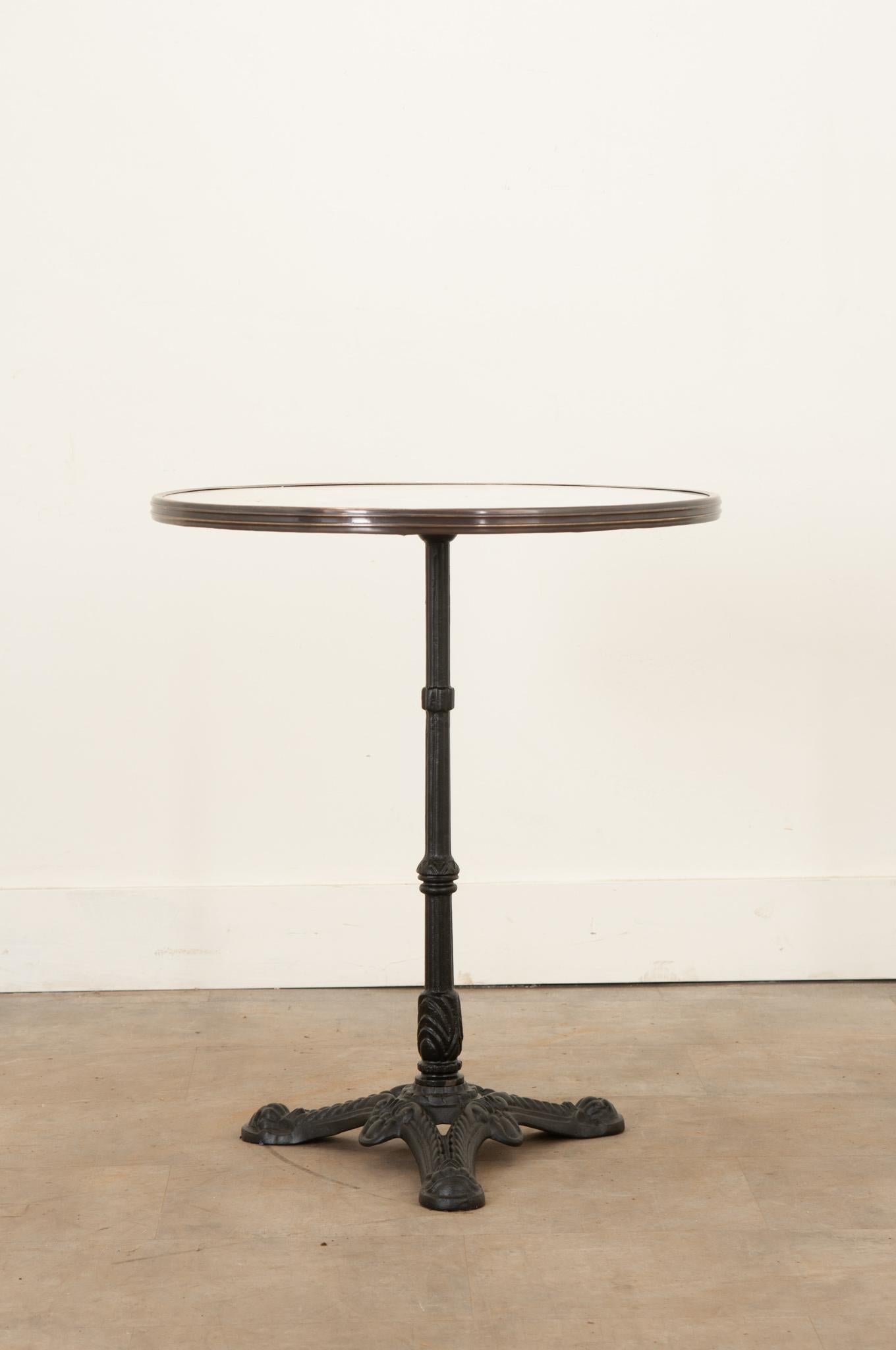 Reproduction Iron and Marble Bistro Table In New Condition For Sale In Baton Rouge, LA