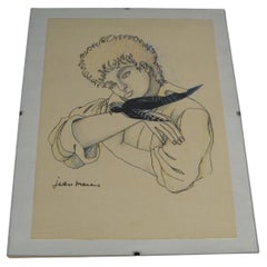 Vintage Reproduction Lithograph by Jean Marais - "The Young Man and the Bird" - 1Y148