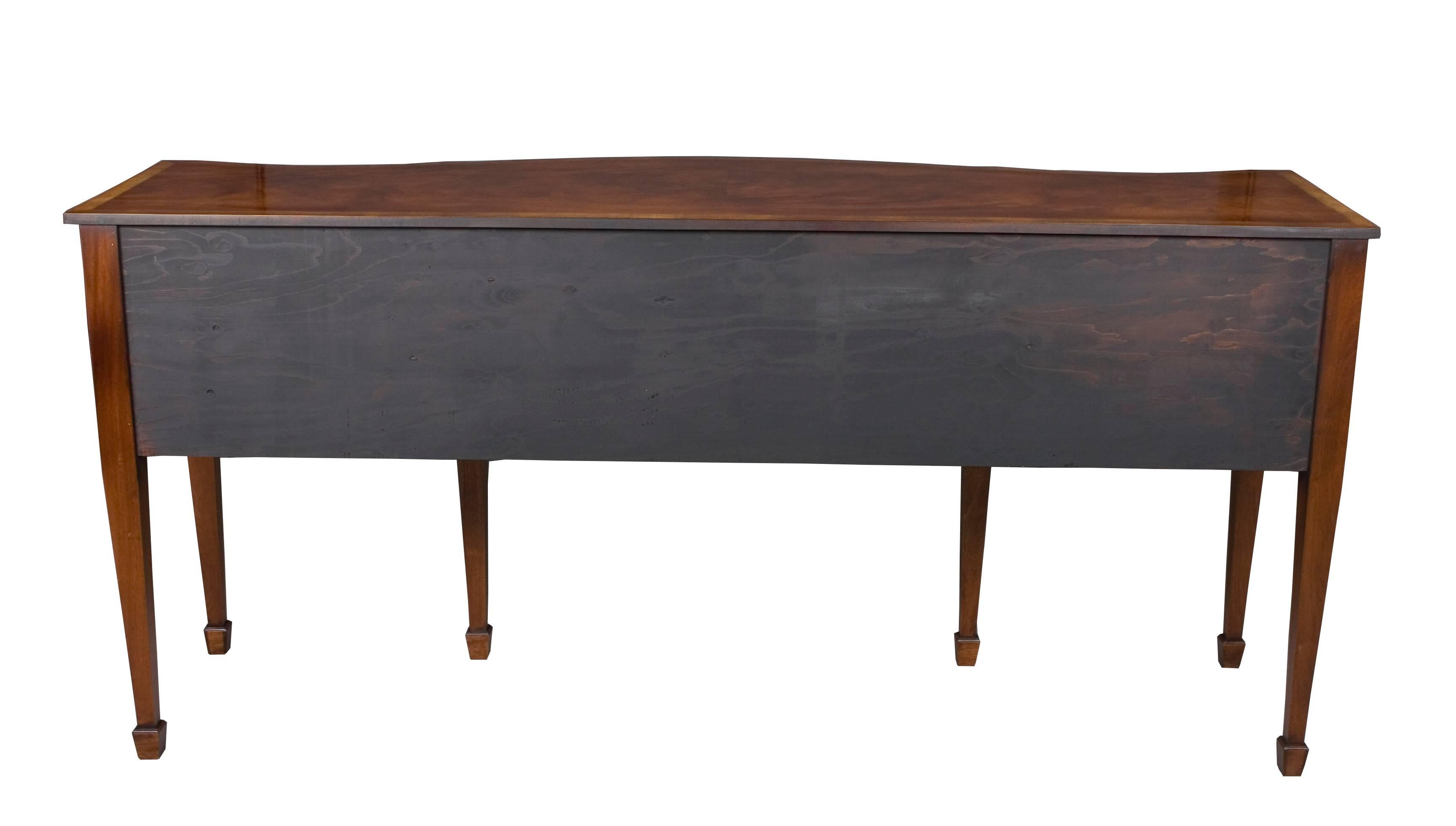 Reproduction Long Serpentine Front Inlaid Mahogany Sideboard For Sale 4