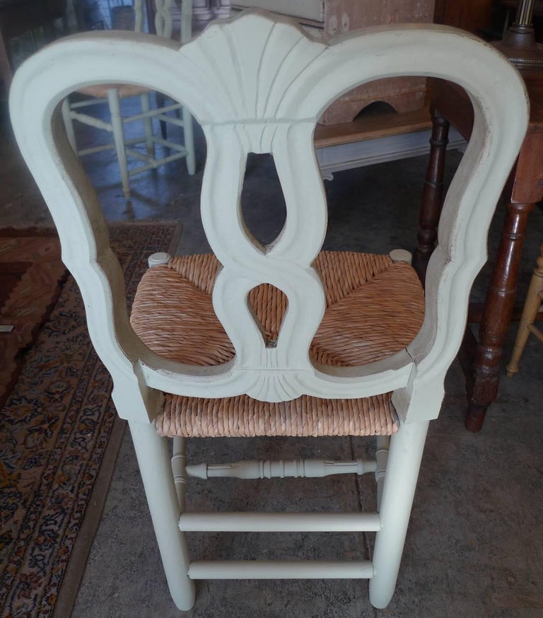 Reproduction Louis XVI DiningChair with Large Rush Seat For Sale at