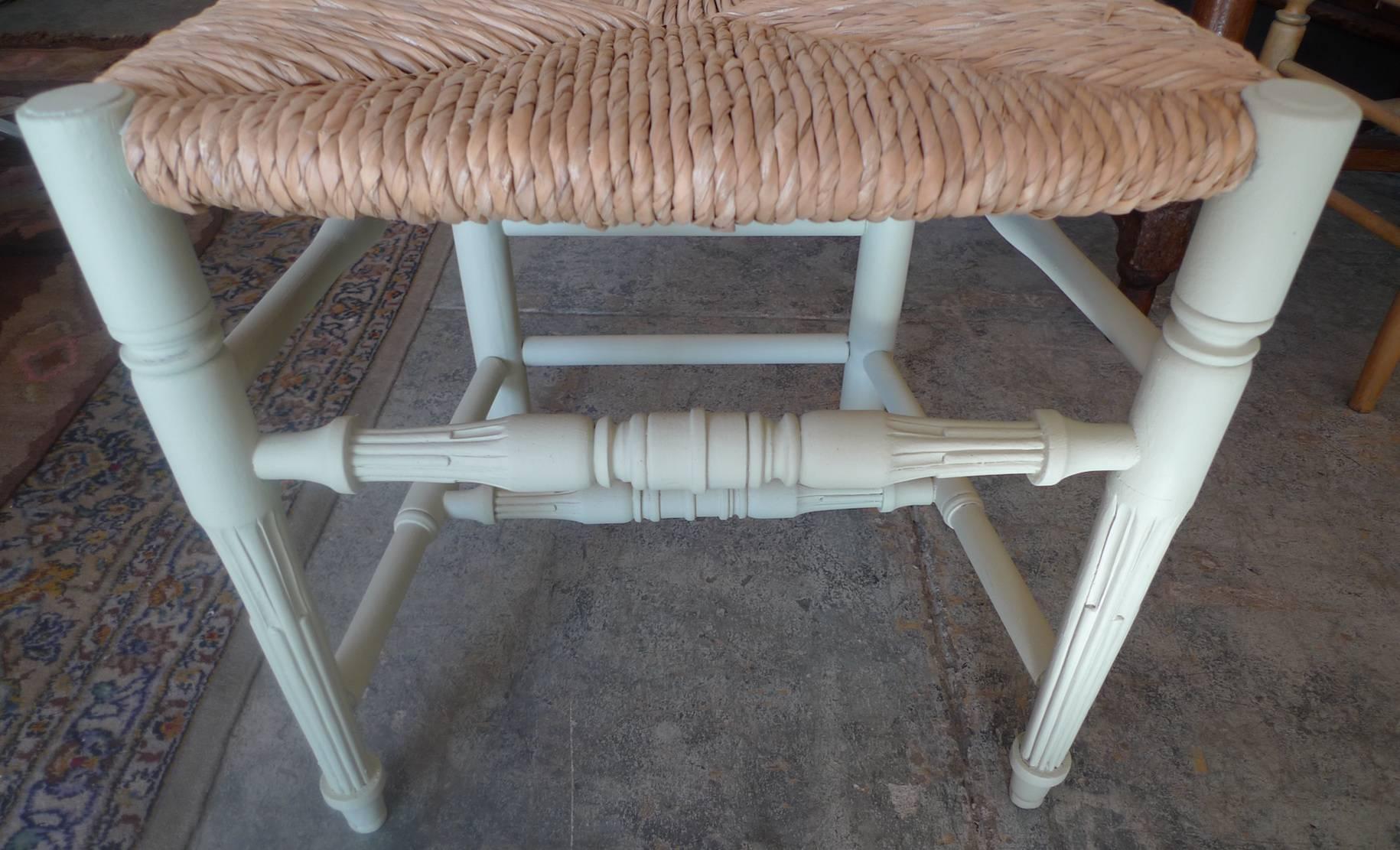 Contemporary 2 Reproduction Louis XVI Dining-Chairs with Large Rush Seat For Sale