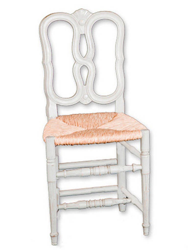 Reproduction Louis XVI rush seat bar stool with back support.

Materials and techniques notes: Wood with rush seat. Side chairs $847, armchairs $897 and bar stools $897 can be made to order using this Louis XVI style materials and techniques