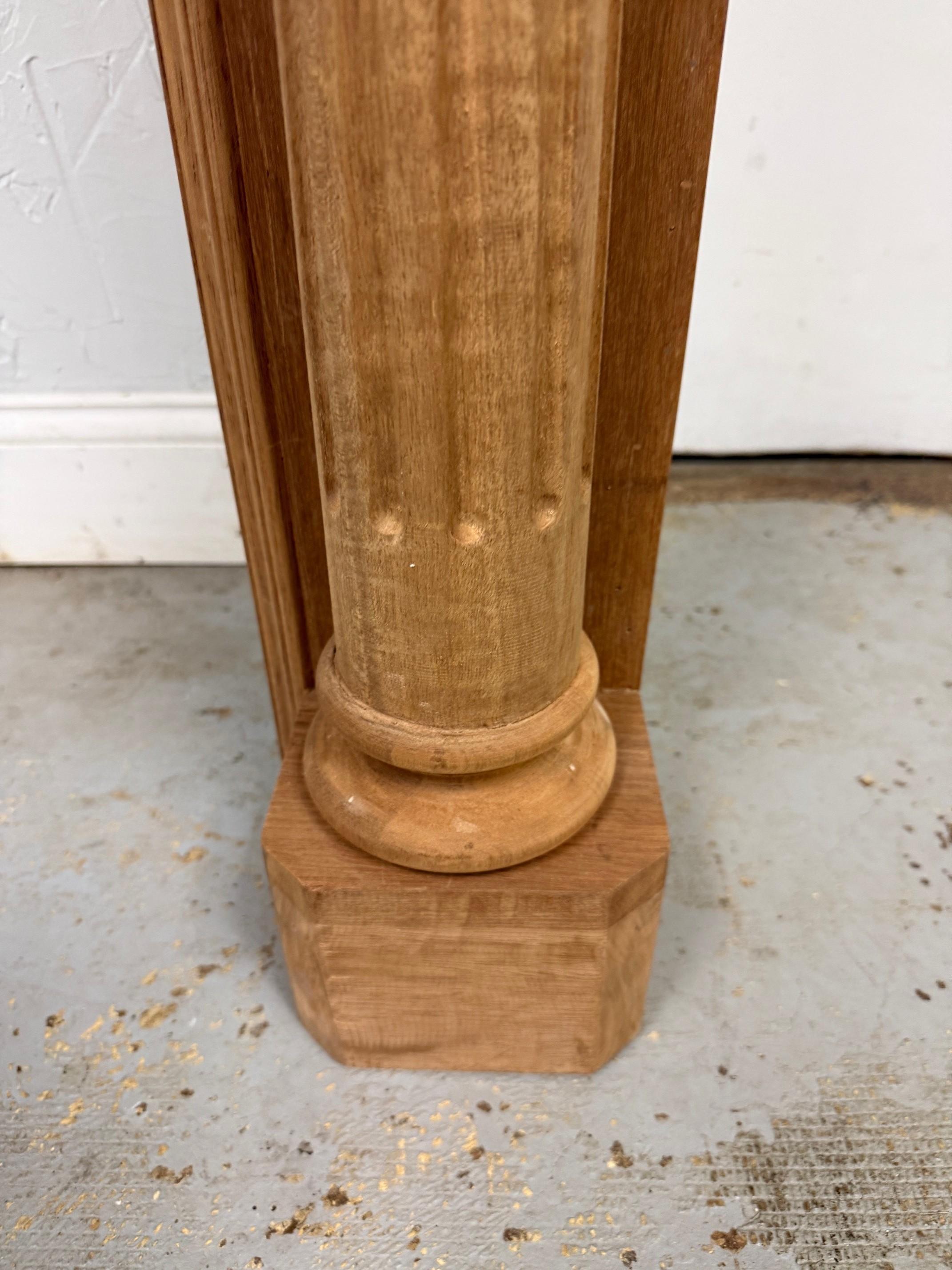 Reproduction Mahogany Fireplace Mantel with Fluted Columns and Carved Capitals For Sale 5