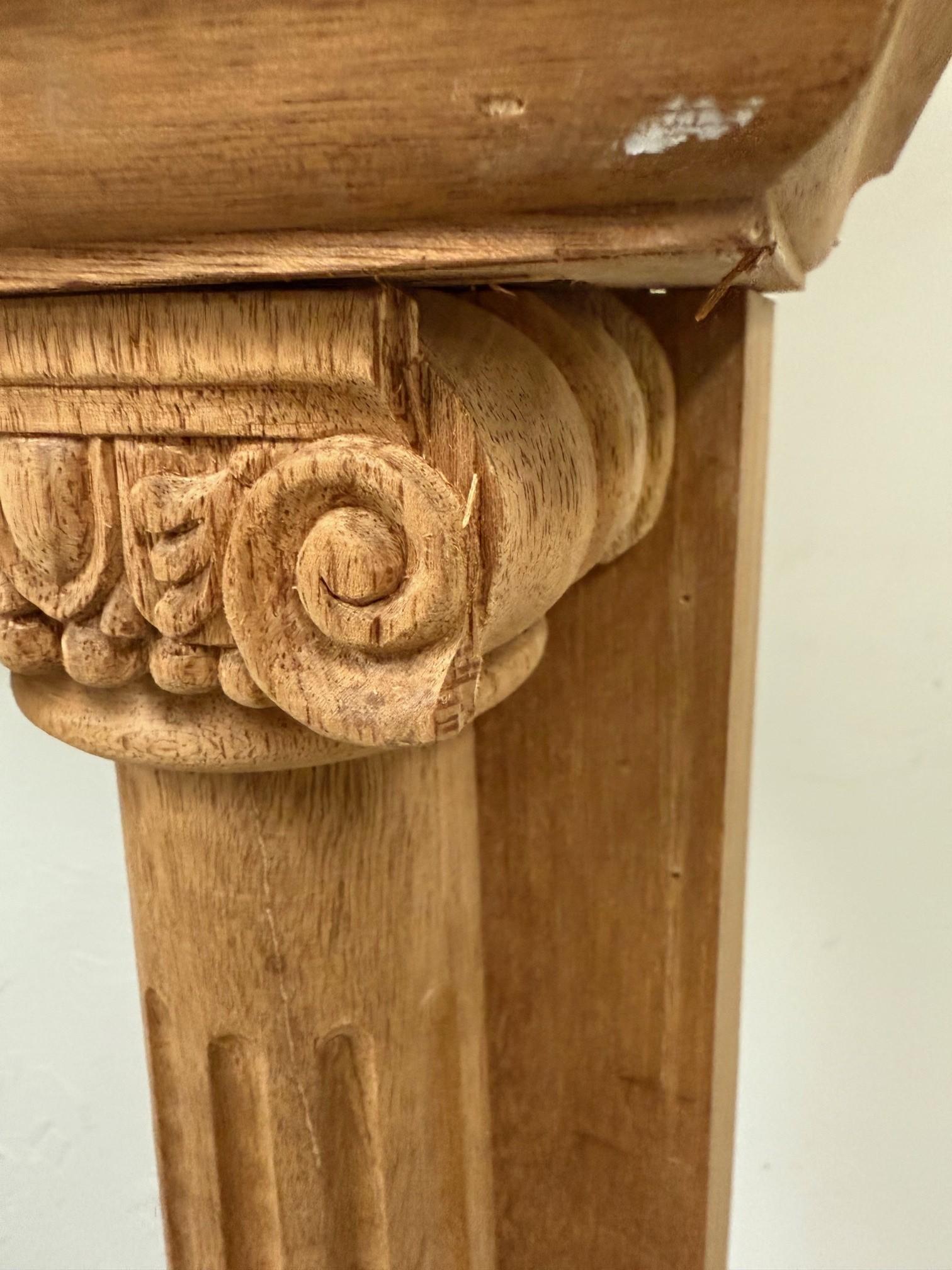 Reproduction Mahogany Fireplace Mantel with Fluted Columns and Carved Capitals For Sale 12