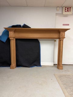 Reproduction Mahogany Fireplace Mantel with Fluted Columns and Carved Capitals