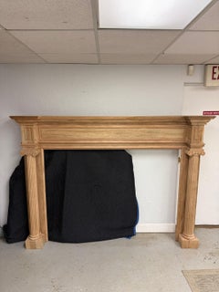 Reproduction Mahogany Fireplace Mantel with Fluted Columns and Carved Capitals