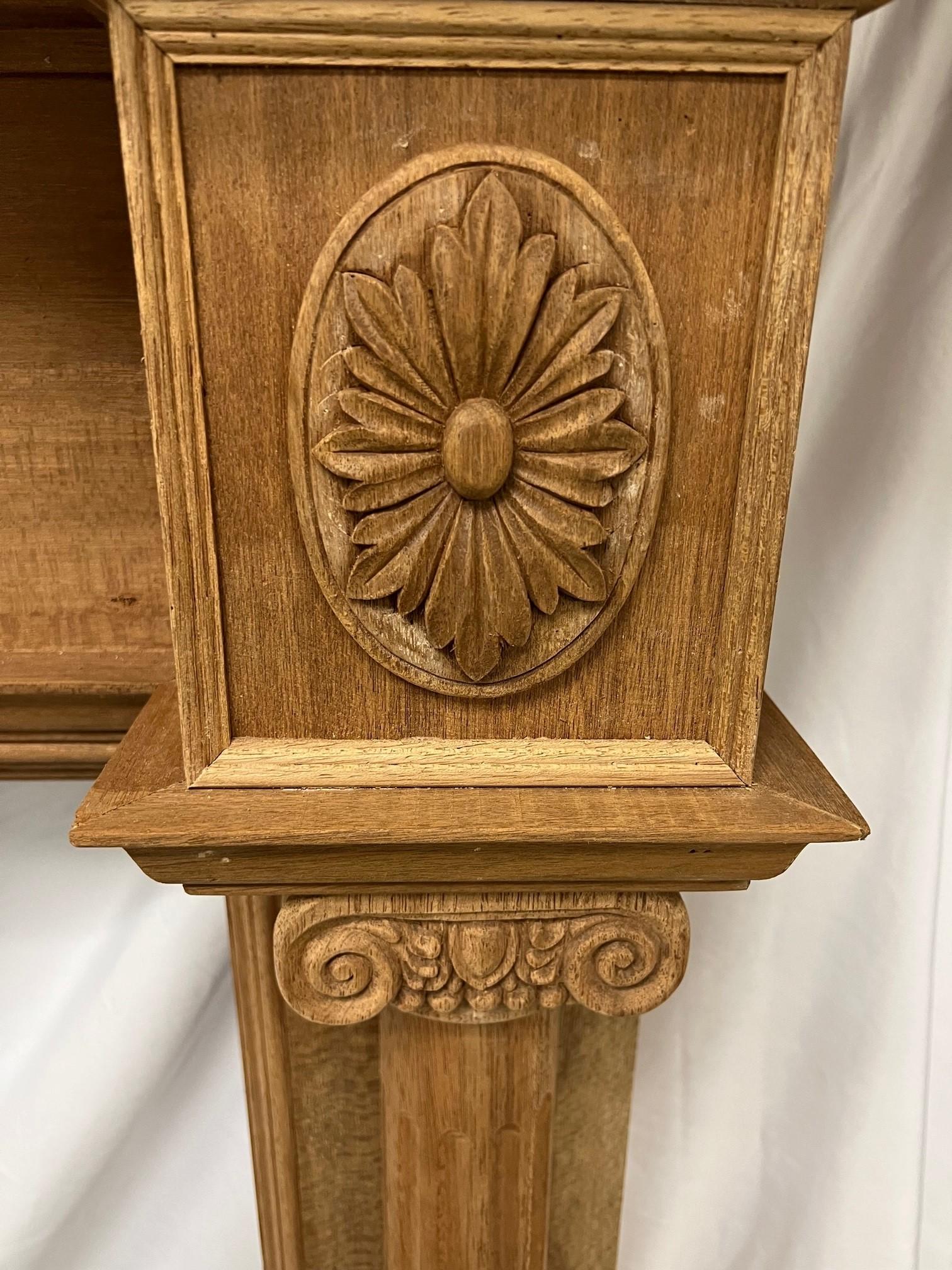 Reproduction Mahogany Fireplace Mantel with Fluted Columns and Carved Capitals  In Good Condition For Sale In Stamford, CT