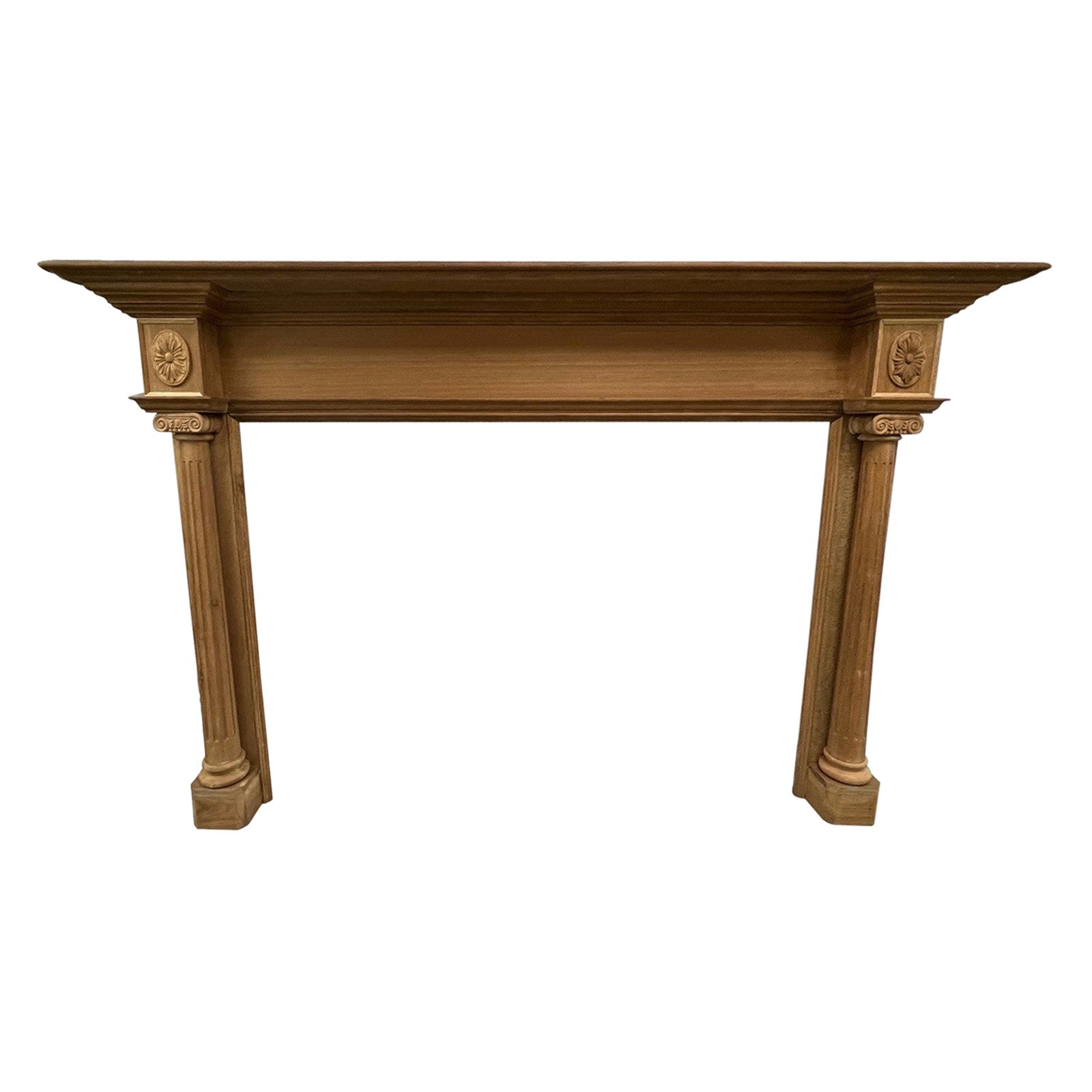 Reproduction Mahogany Fireplace Mantel with Fluted Columns and Carved Capitals