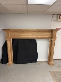 Reproduction Mahogany Fireplace Mantel with Fluted Columns and Carved Capitals