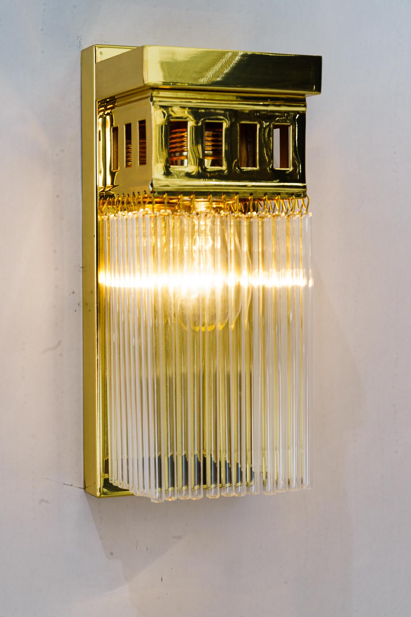 Reproduction of a art deco wall lamp with glass sticks For Sale 2