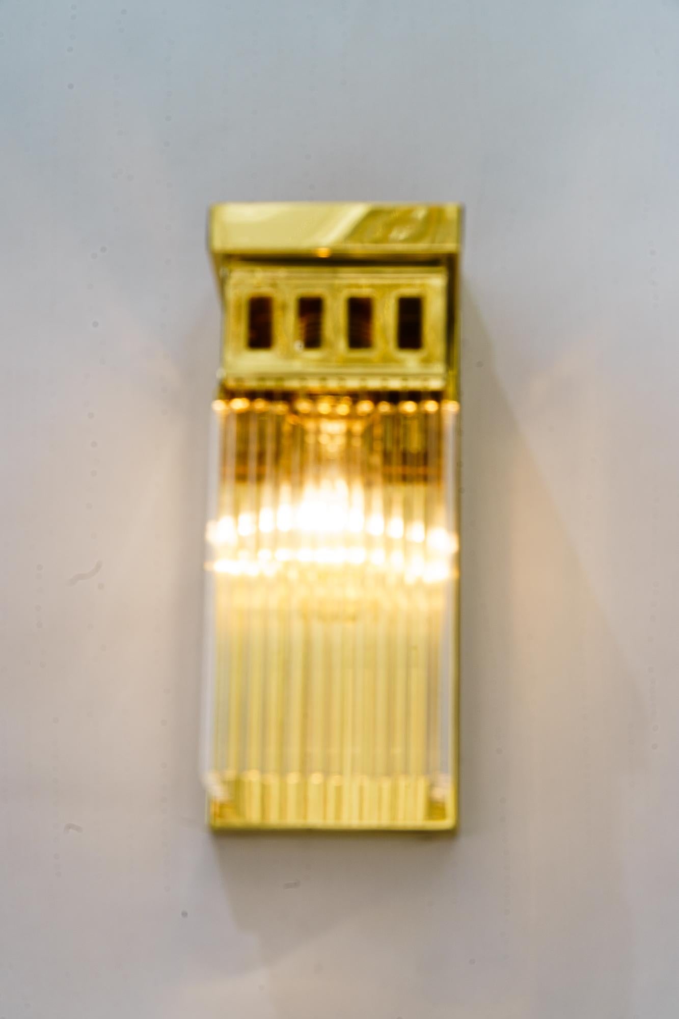 Reproduction of a art deco wall lamp with glass sticks For Sale 3
