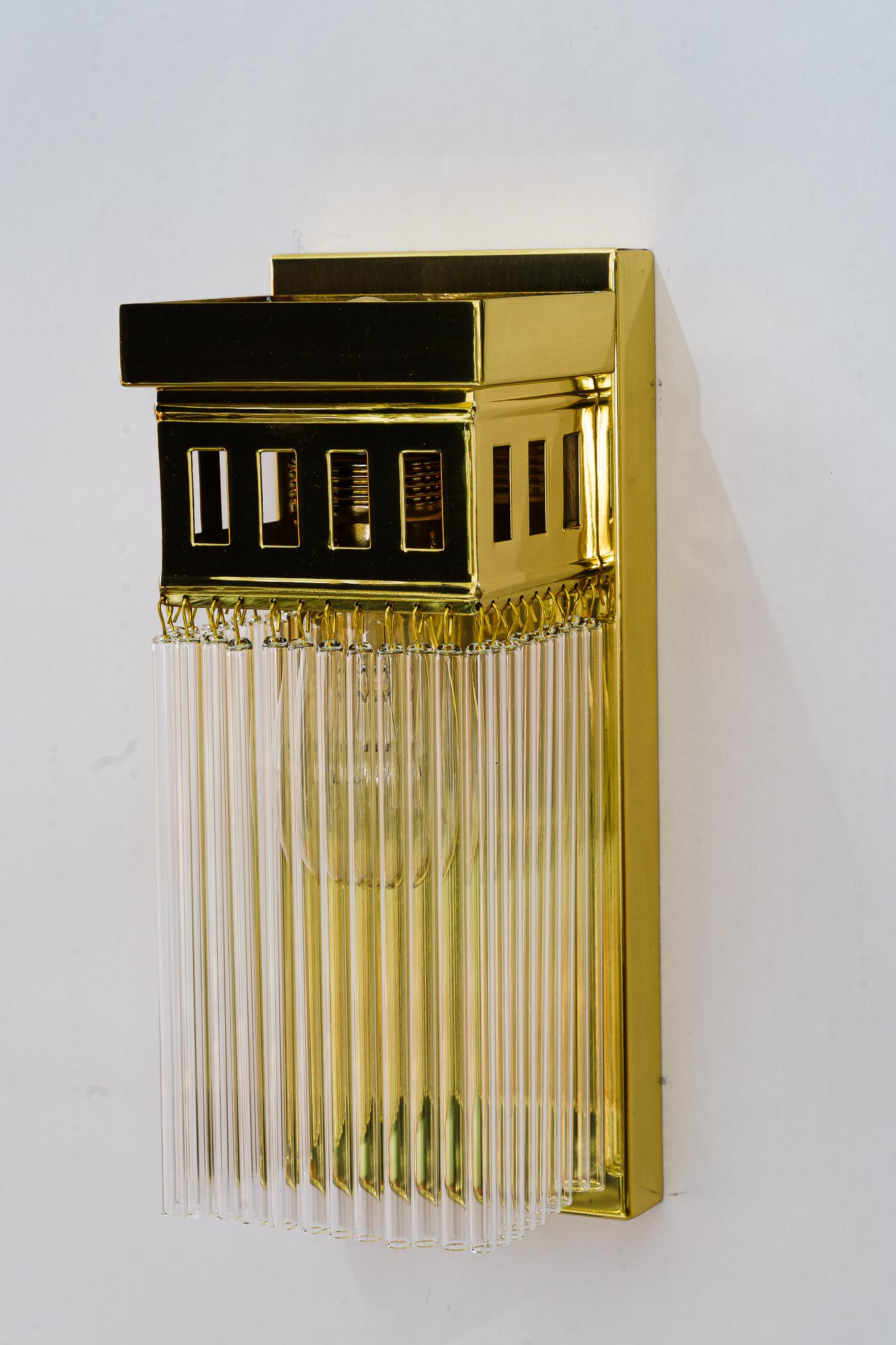 Art Deco Reproduction of a art deco wall lamp with glass sticks For Sale