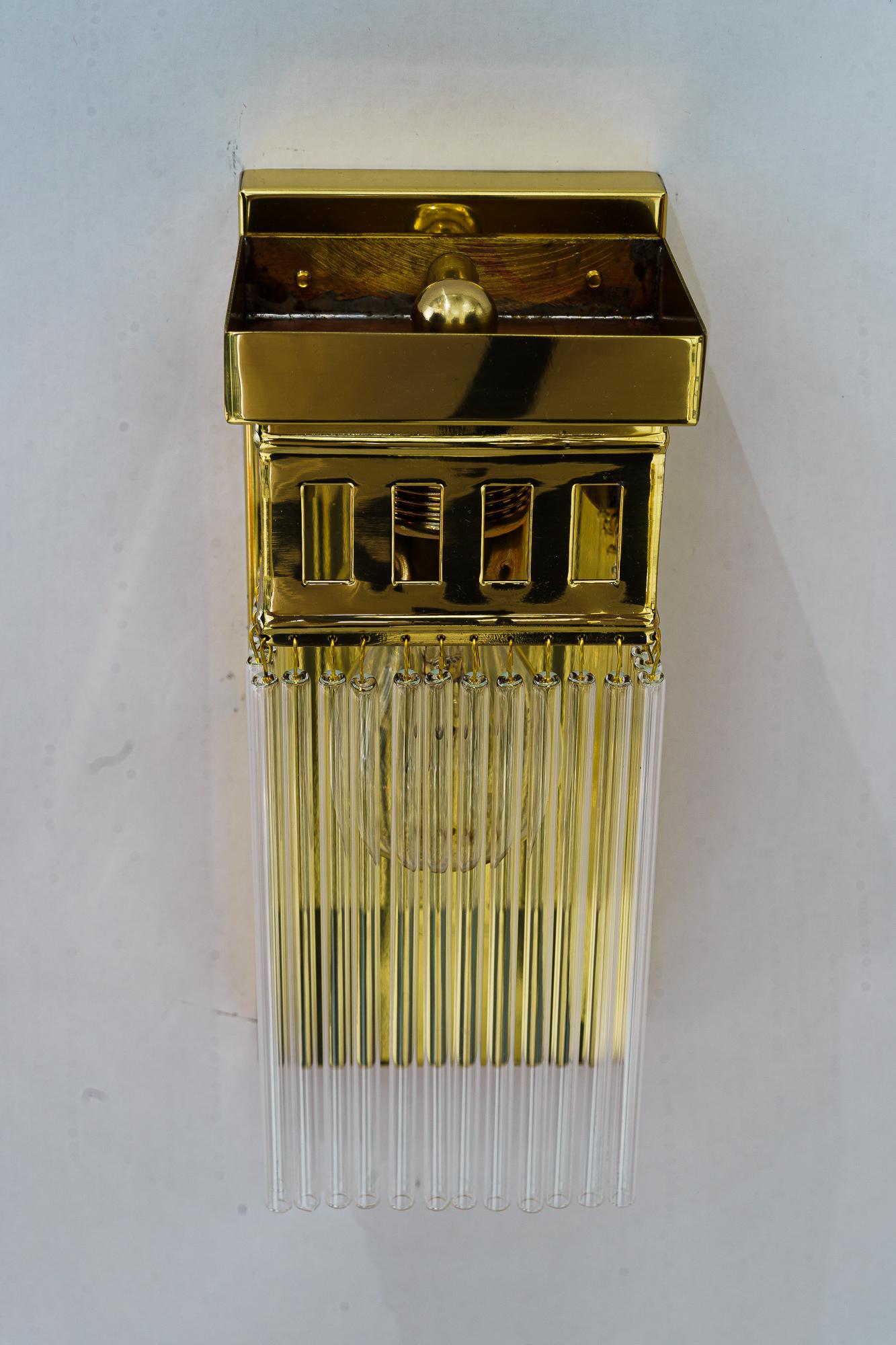 Reproduction of a art deco wall lamp with glass sticks In Good Condition For Sale In Wien, AT
