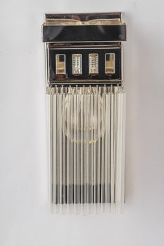 Reproduction of a nickel - plated art deco wall lamp with glass sticks