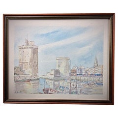 Reproduction of "Aquarelle de Didier Boulais – Le Port de La Rochelle" - 2Y65