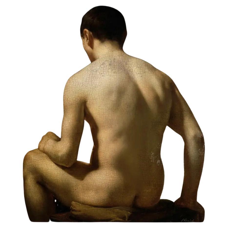 This wall decoration is a reproduction inspired by the 19th-century academic work Demi-Figure by painter Édouard Nodin. The original, painted in oil on canvas, highlights the human figure through refined and subtle tones: warm skin tones with pink