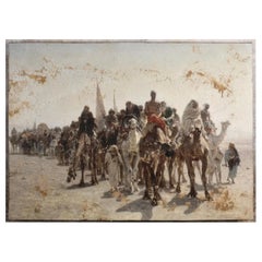 Reproduction of the Painting "Pilgrims Going to Mecca" by Léon Belly