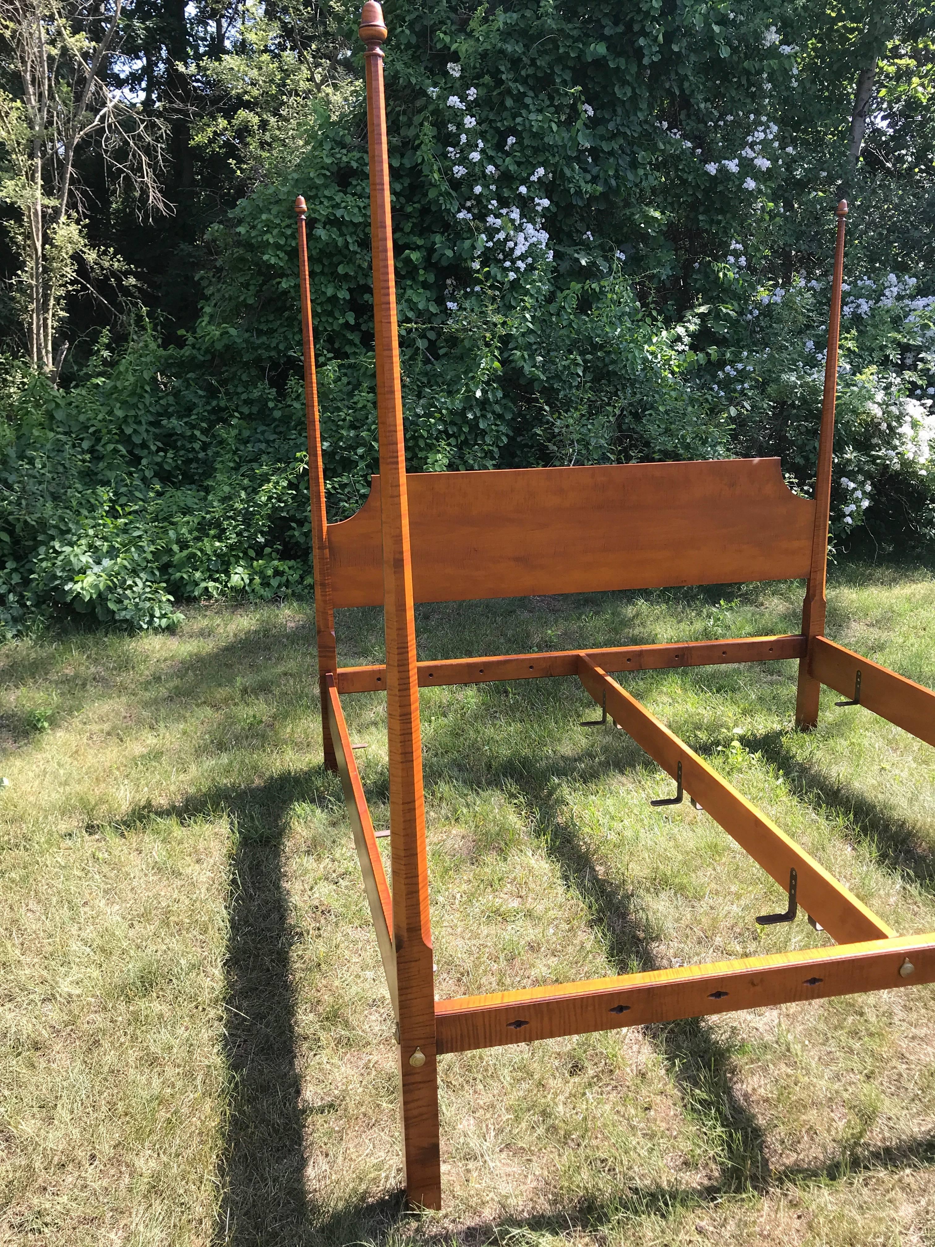Shaker Reproduction Pencil Post King Bed in Tiger Maple