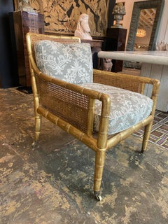 Reproduction Regency Gilt Bamboo Caned Bergere