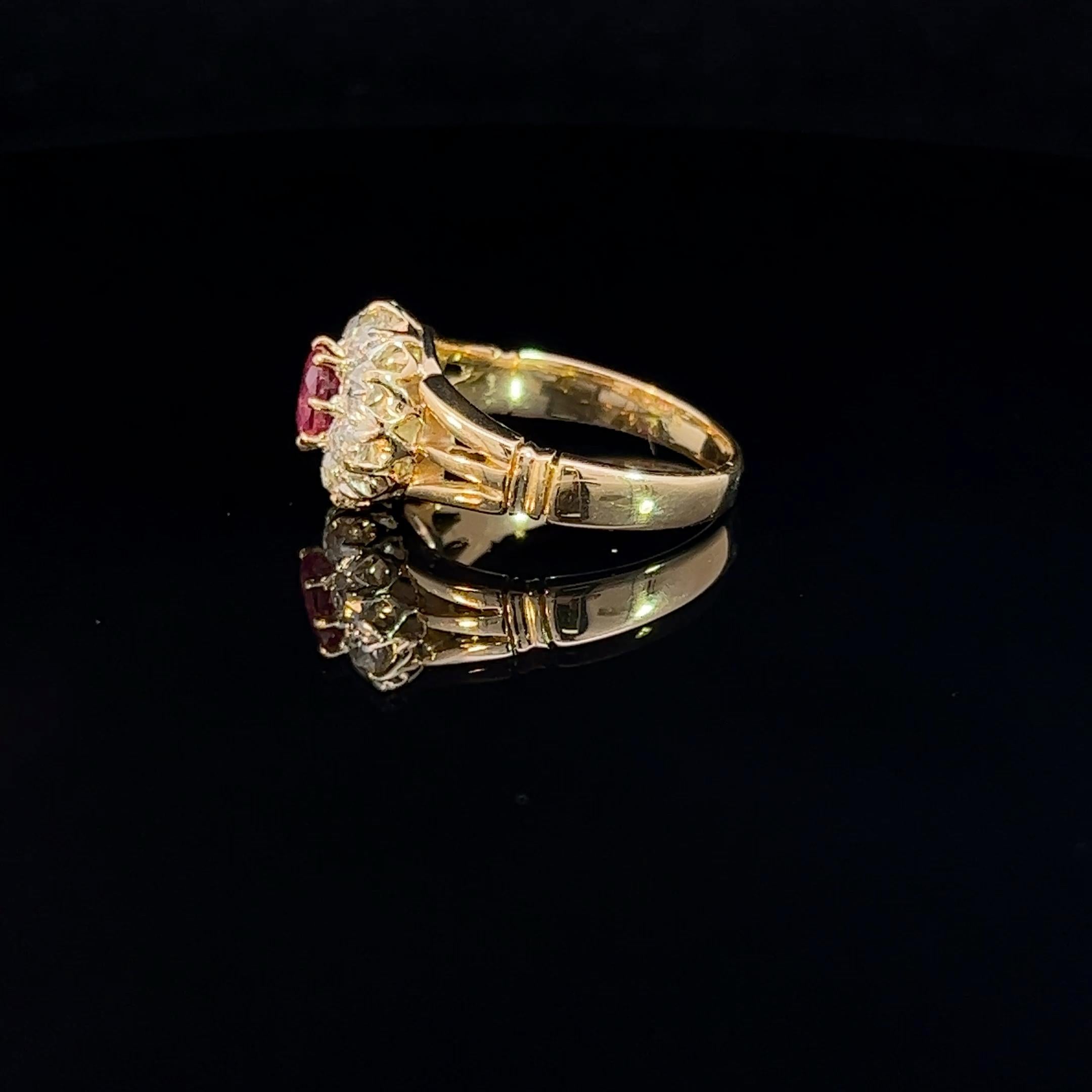Reproduction Ruby & Diamond Cluster Ring In Good Condition For Sale In ADELAIDE, SA