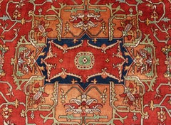 Serapi-Heriz Design Rug with Geometric Medallion in Jewel Colors