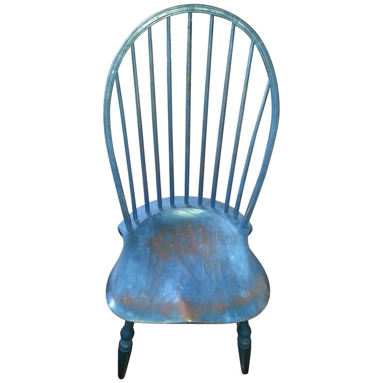 Reproduction Spindle Back Blue Side Chair at 1stDibs