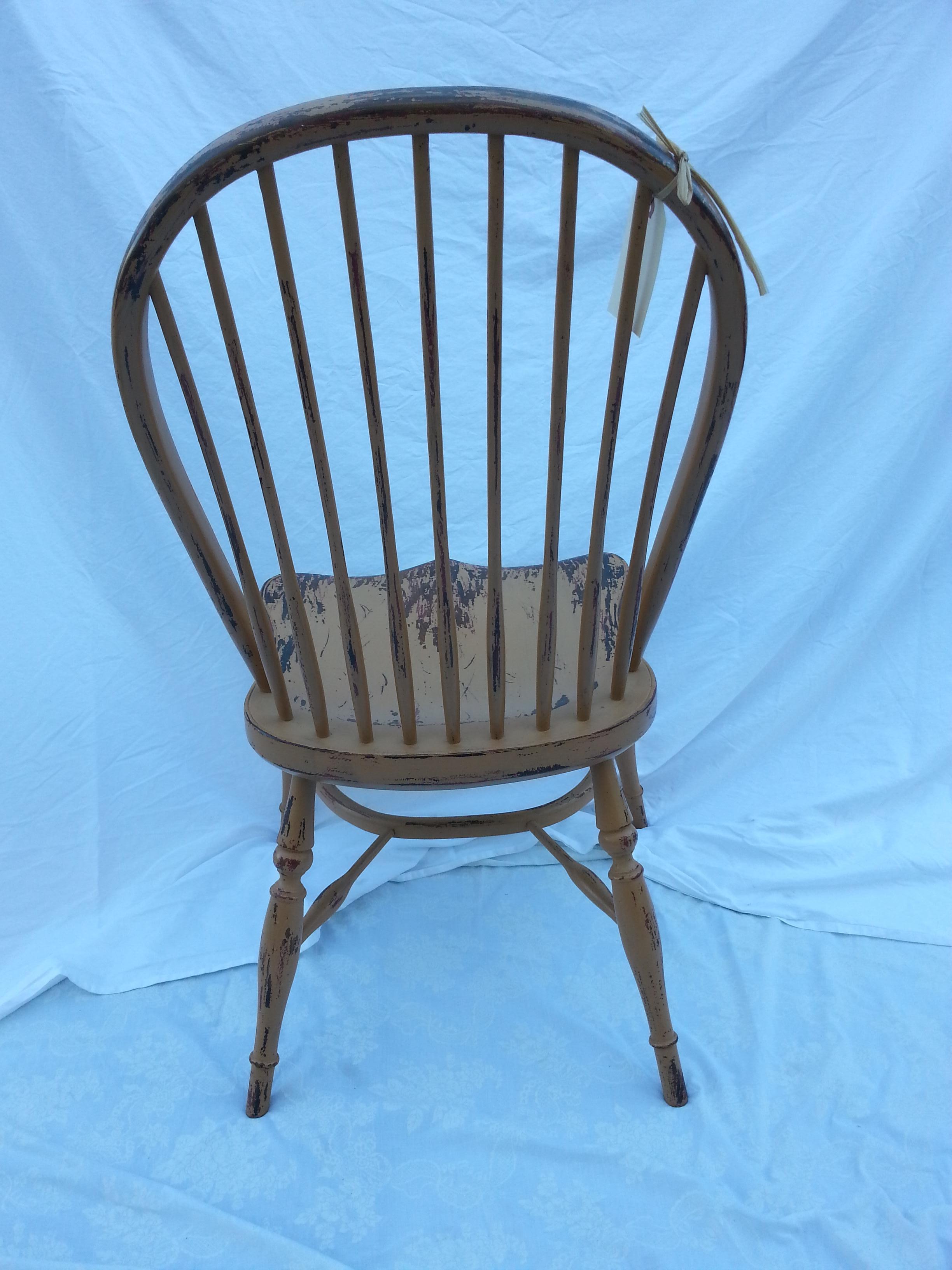 Reproduction Spindle Back Pumpkin Color Side Chair In Excellent Condition In Nantucket, MA