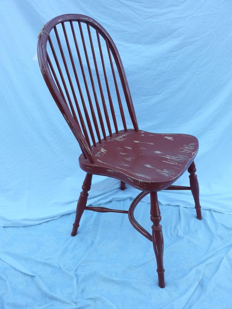 Reproduction Spindle Back Red Side Chair For Sale at 1stDibs