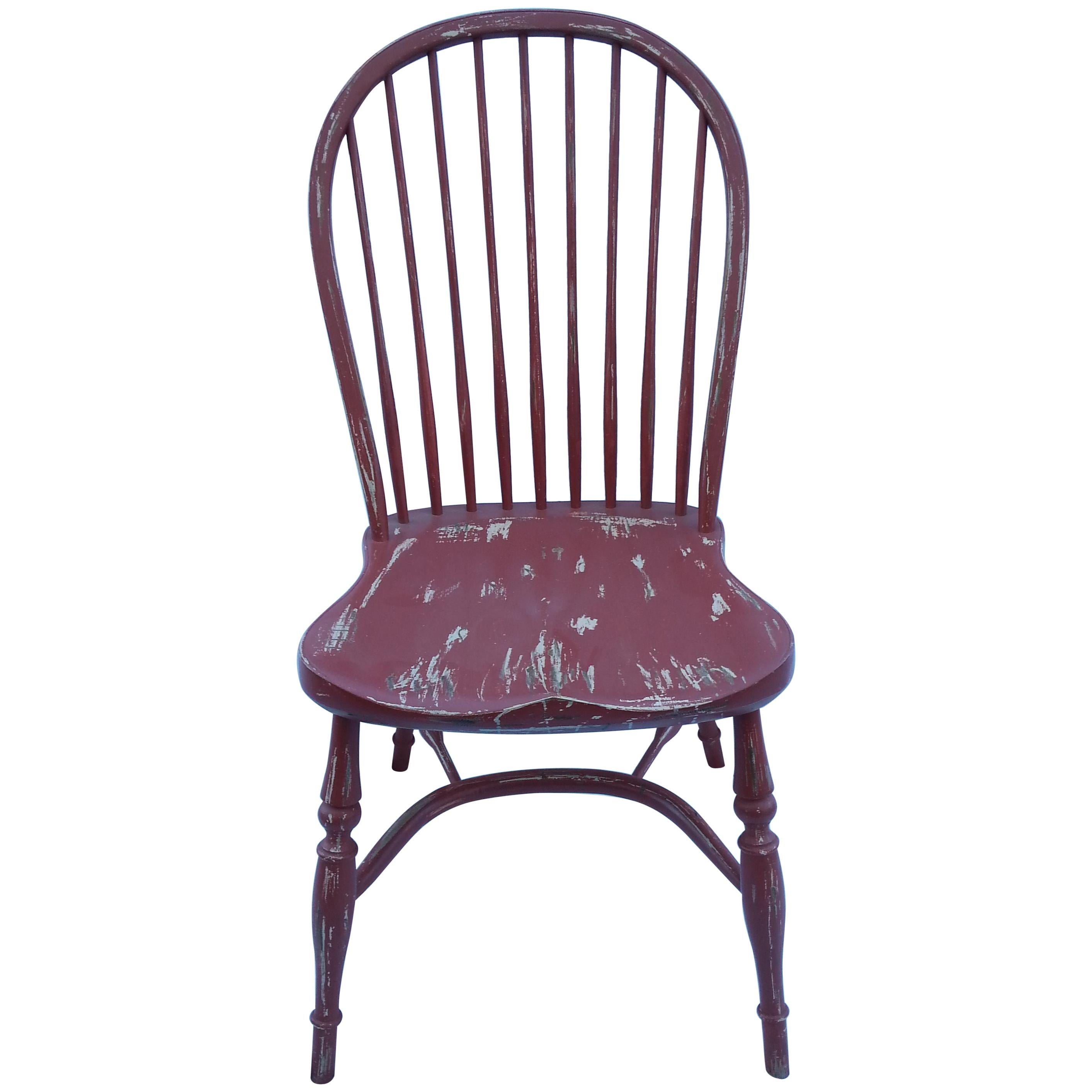 Reproduction Spindle Back Red Side Chair For Sale