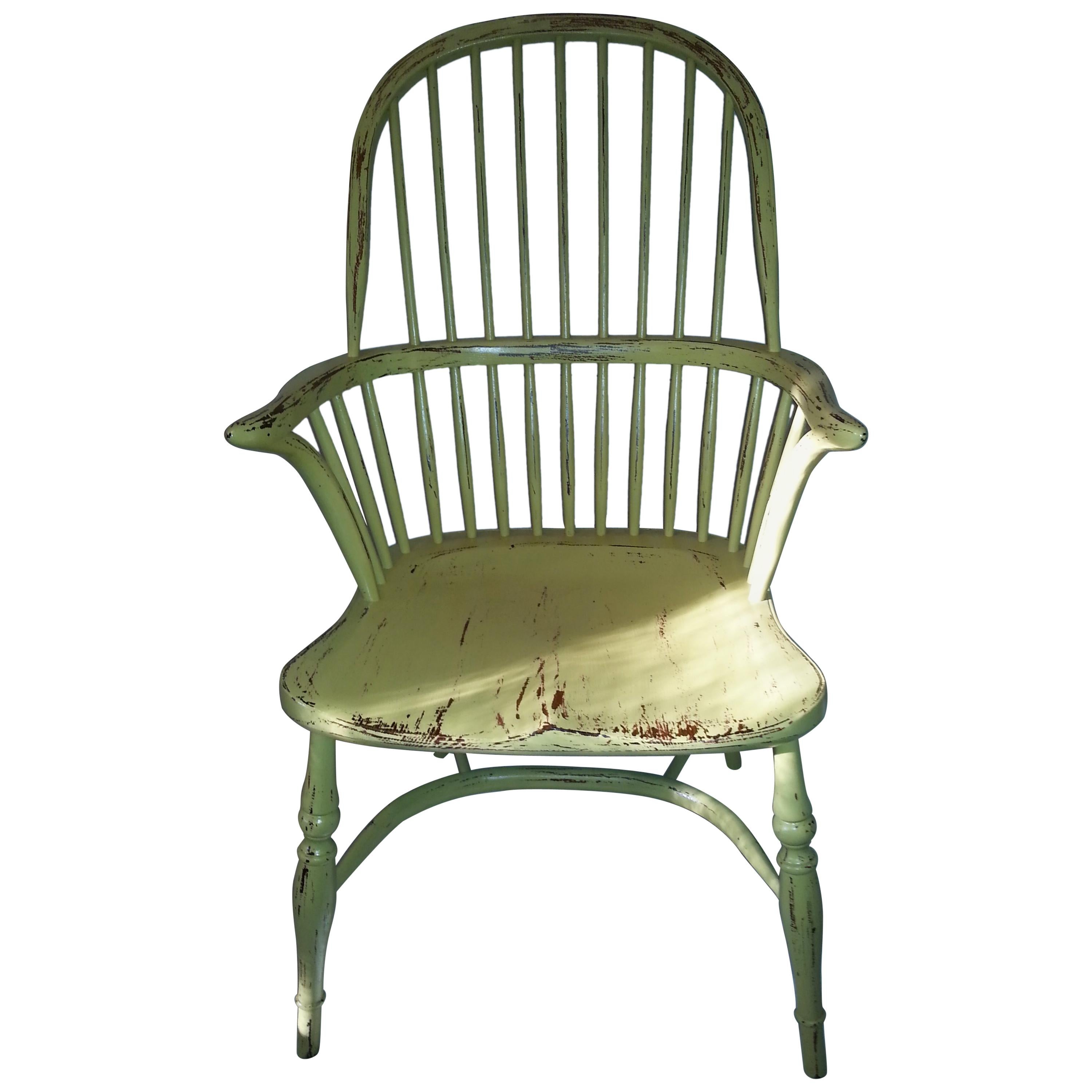 Reproduction Spindle Back Yellow Armchair