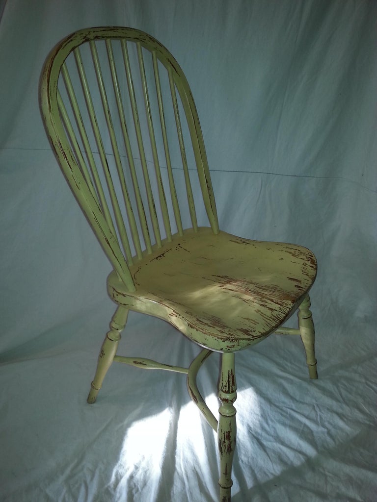Reproduction Spindle Back Yellow Side Chair For Sale at 1stDibs