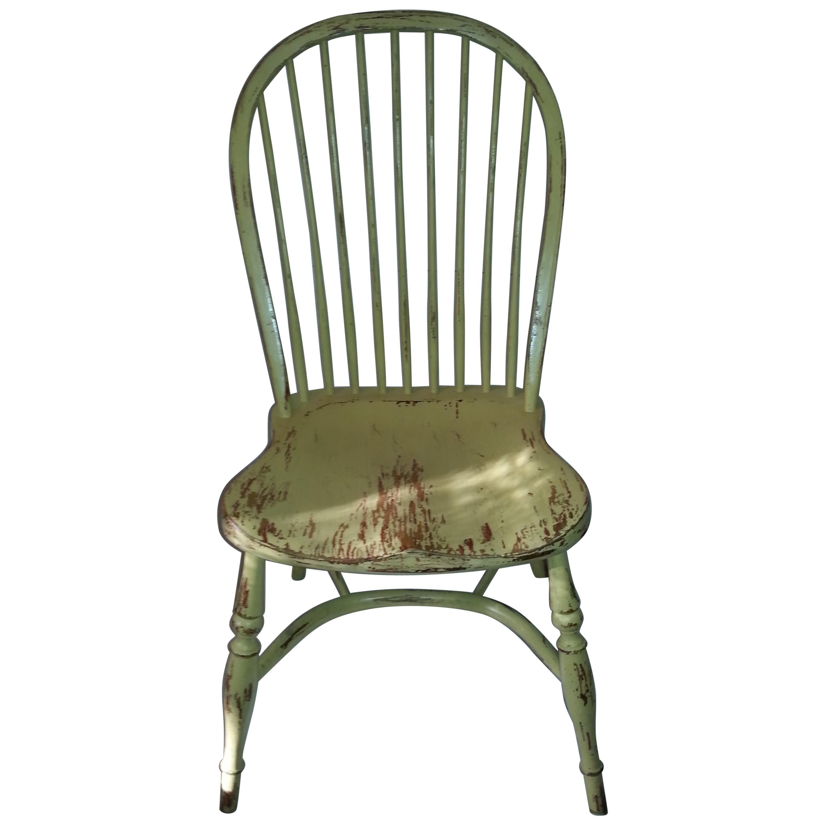 Reproduction Spindle Back Yellow Side Chair For Sale