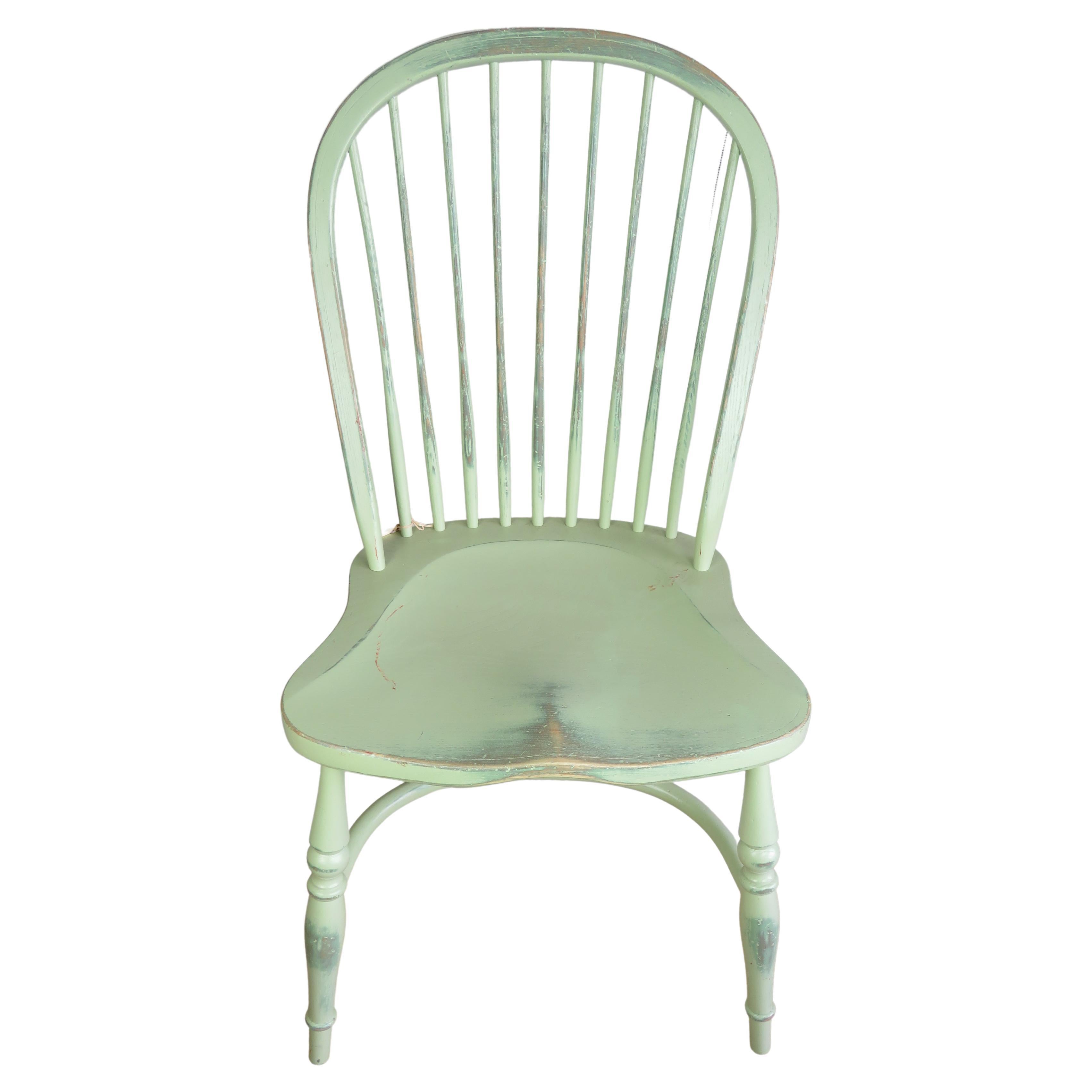 Reproduction Stick Back Side Chair in Light Green Paint For Sale