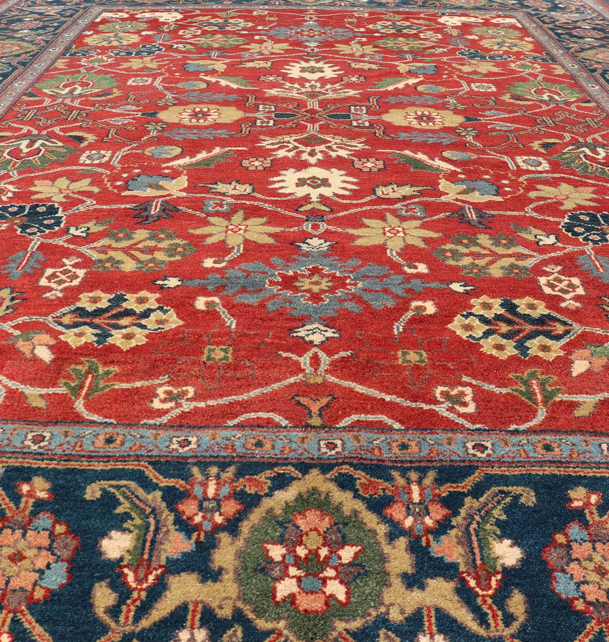 Reproduction Sultanabad-Mahal All-over Floral Hand-Knotted Carpet  In New Condition In Atlanta, GA