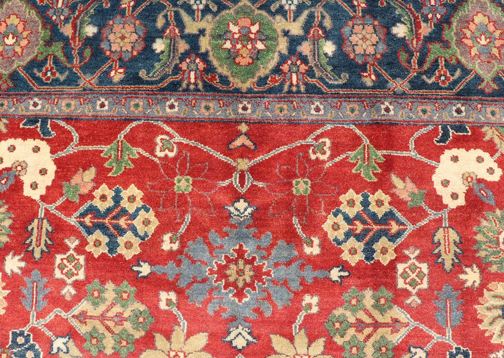 Wool Reproduction Sultanabad-Mahal All-over Floral Hand-Knotted Carpet 