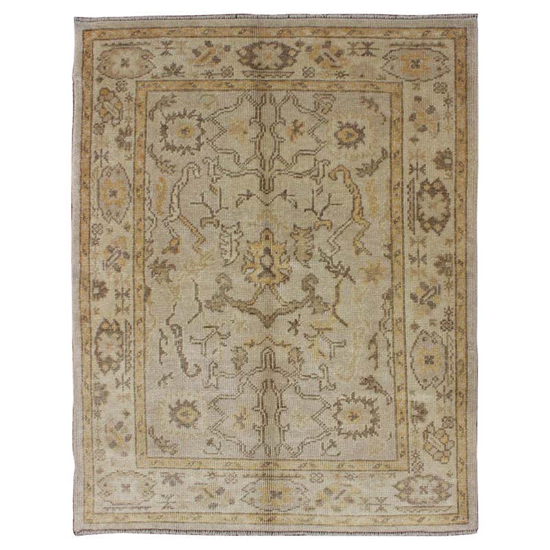 Vintage Turkish Oushak Gallery Rug with Amish Shaker Style in Earth ...