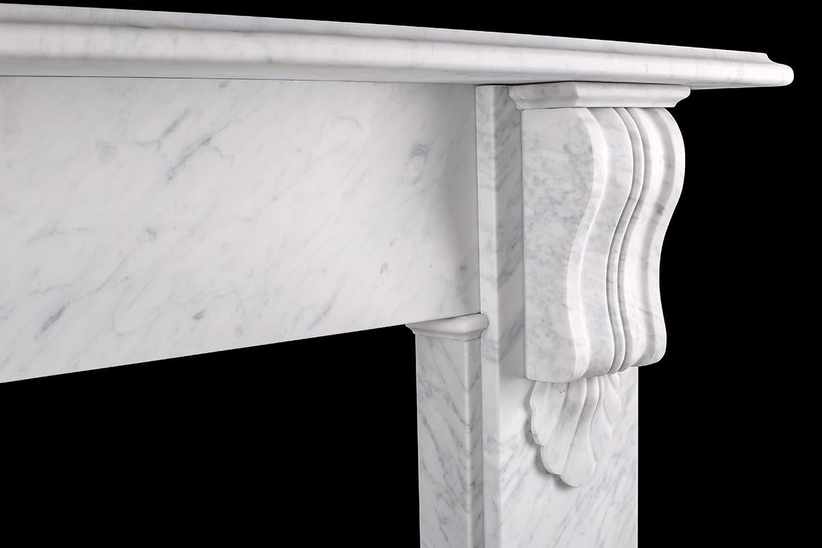 Reproduction Victorian Corbel Fireplace Surround in Italian White Carrara Marble In Excellent Condition For Sale In London, GB