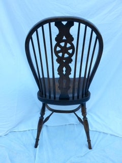 Reproduction Wheel Back Dark Stain Armless Chair