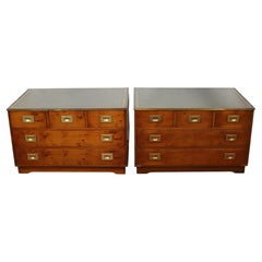Reprodux Bevan Funnell Beautiful Pair Of Yew Military Campaign Style Chest