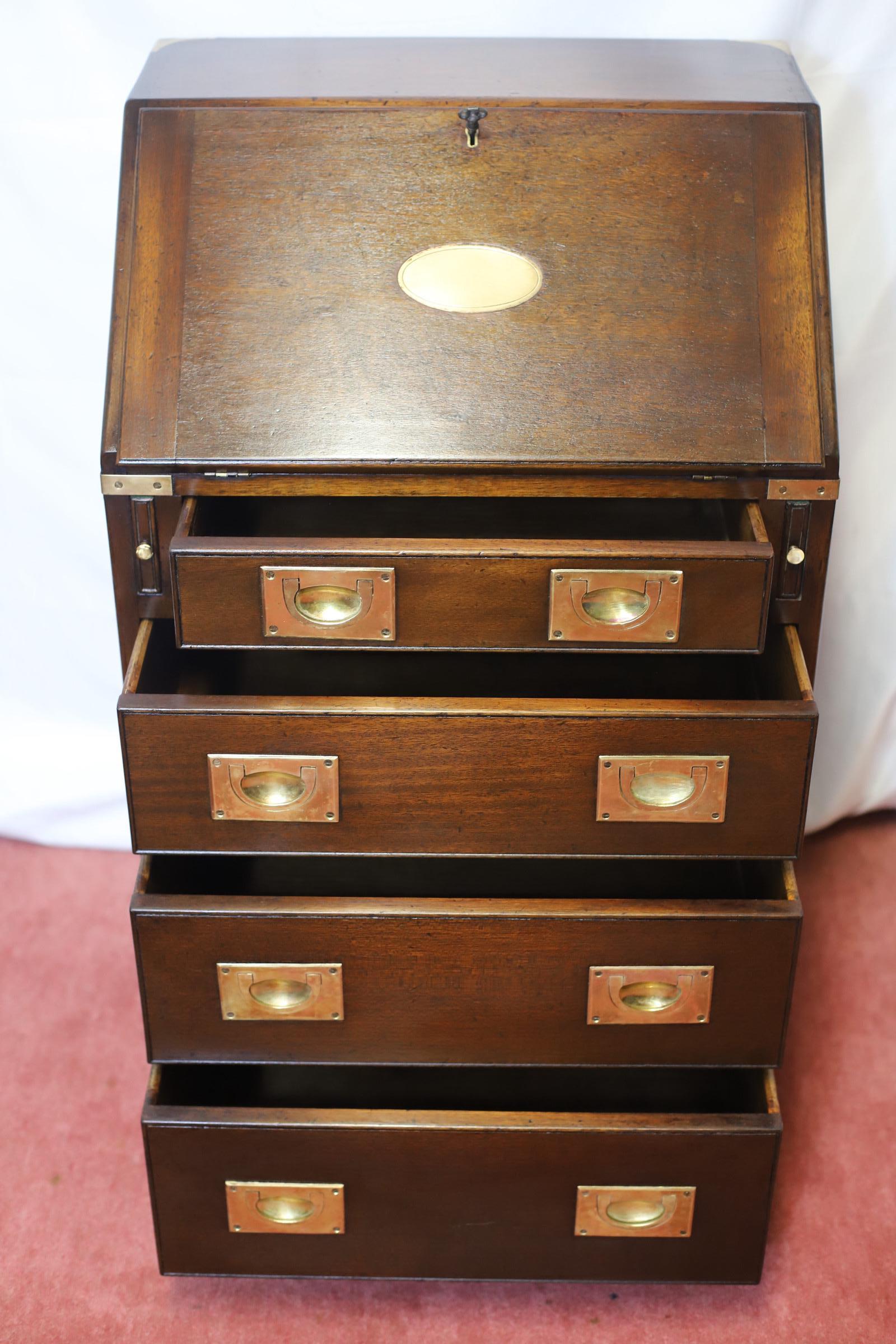Hand-Crafted Reprodux Bevan Funnell Lovely Campaign Style Bureau For Sale